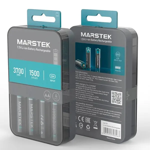Акумулятор AA 3700 мВт*год, зарядний порт USB Type-C, 4 шт, з кабелем, Marstek (5070C) - Фото 5