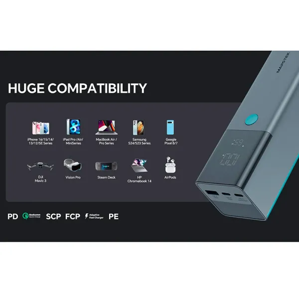 Аккумулятор внешний Power Bank 25000 mAh 145 Вт Marstek (P288D) - Фото 11