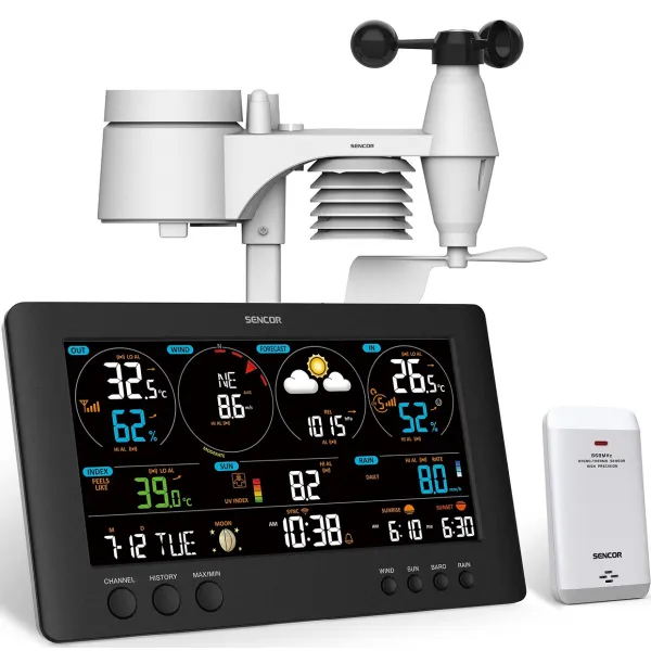 Метеостанция WIFI, чёрный Sencor (SWS12500WIFI) - Фото 9