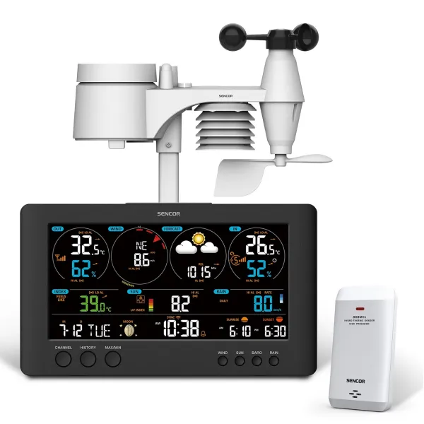 Метеостанция WIFI, чёрный Sencor (SWS12500WIFI) - Фото 1