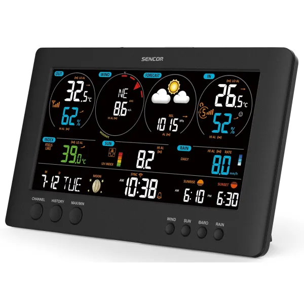 Метеостанция WIFI, чёрный Sencor (SWS12500WIFI) - Фото 3