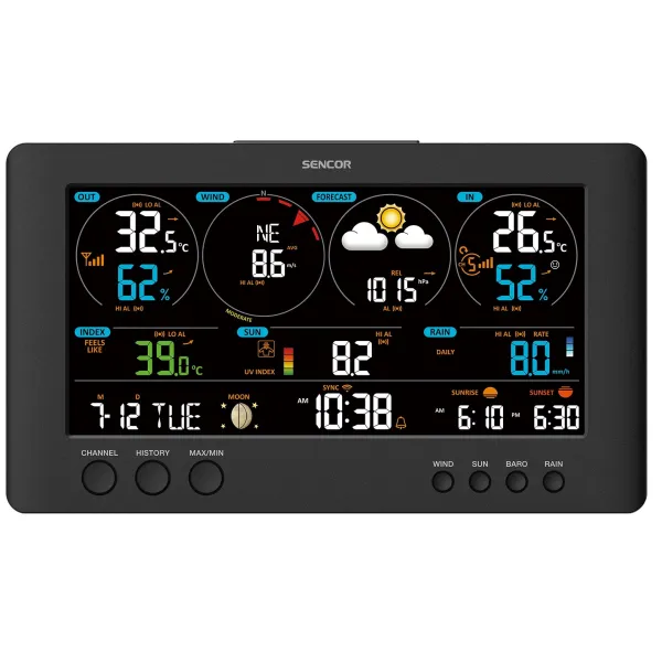 Метеостанция WIFI, чёрный Sencor (SWS12500WIFI) - Фото 4