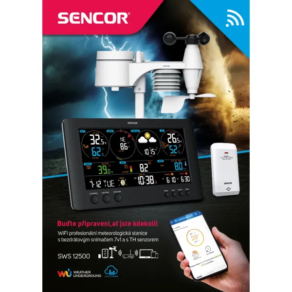 Метеостанция WIFI, чёрный Sencor (SWS12500WIFI) - Фото 16