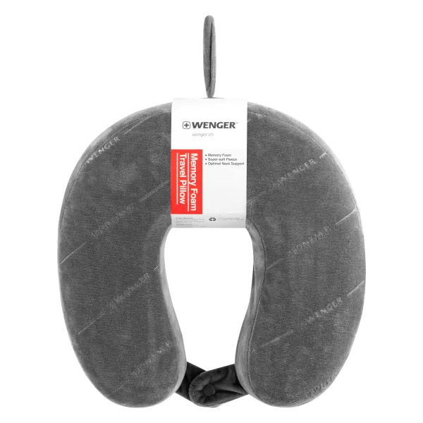 Подушка флисовая, Memory Foam Travel Neck Pillow, серая Wenger (611884) - Фото 8