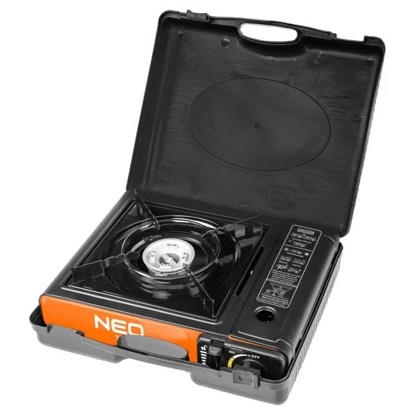 Плитка газовая портативная, 2.1кВт, пьезоподжиг, 150г/ч, кейс Neo Tools (20-050) - Фото 3