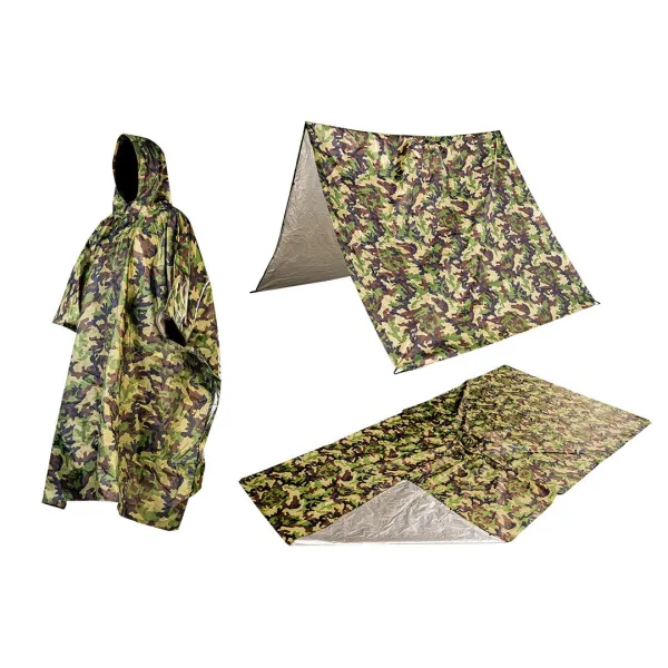 Дождевик тент, 3в1, 124х142см, полиэстер 210D, камуфляж Camo Neo Tools (63-132) - Фото 1