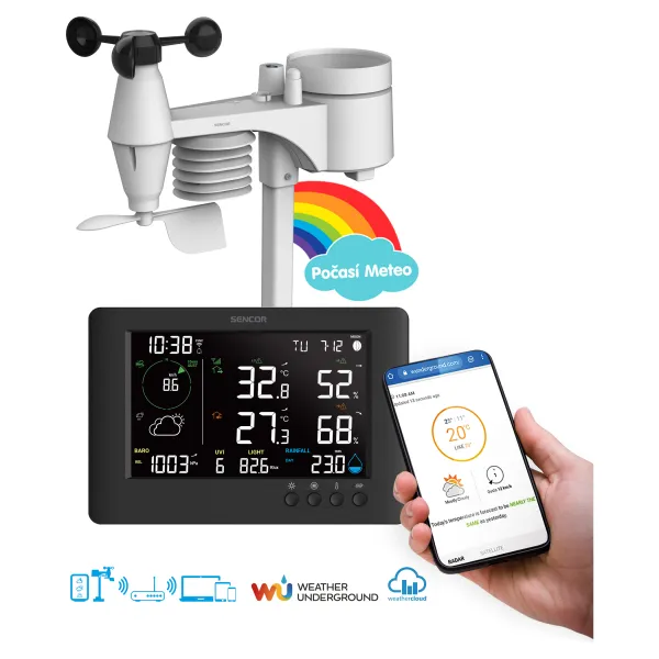 Метеостанция WIFI, чёрный Sencor (SWS10500WIFI) - Фото 5