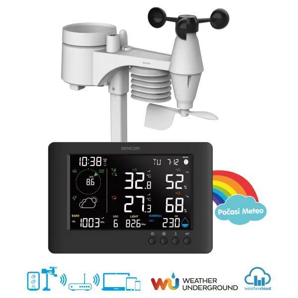 Метеостанция WIFI, чёрный Sencor (SWS10500WIFI) - Фото 7