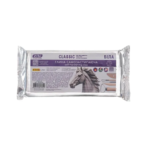Глина самозастывающая CLASSIC, 1 кг, белая ZiBi (ZB.6294)