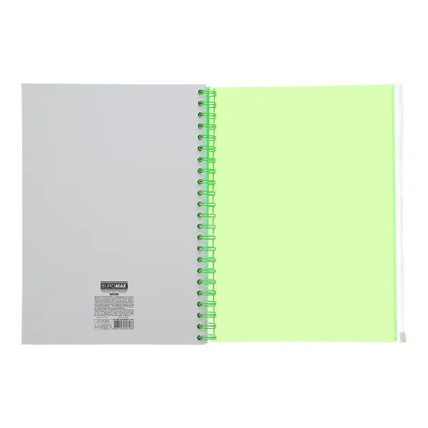 Тетрадь на пружине NEON, А4, 120 л, клетка, 3 PVC разделители, PVC обложка, зеленый Buromax (BM.24349911-04) - Фото 4