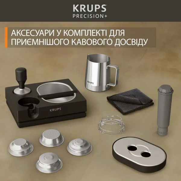 Кофеварка рожковая Precision+, 3.5л серый Krups (XP804T10) - Фото 10
