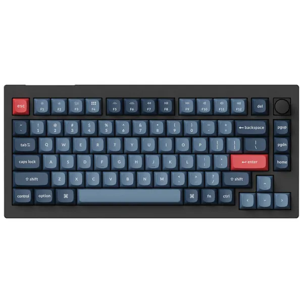 Клавиатура WL/BT/USB-A механическая, RGB, V1 Max, Gateron Jupiter Red, WL/BT/USB-A, QMK, Hot-swap, Knob, EN/UKR, чёрная Keychron (V1MD1_KEYCHRON)