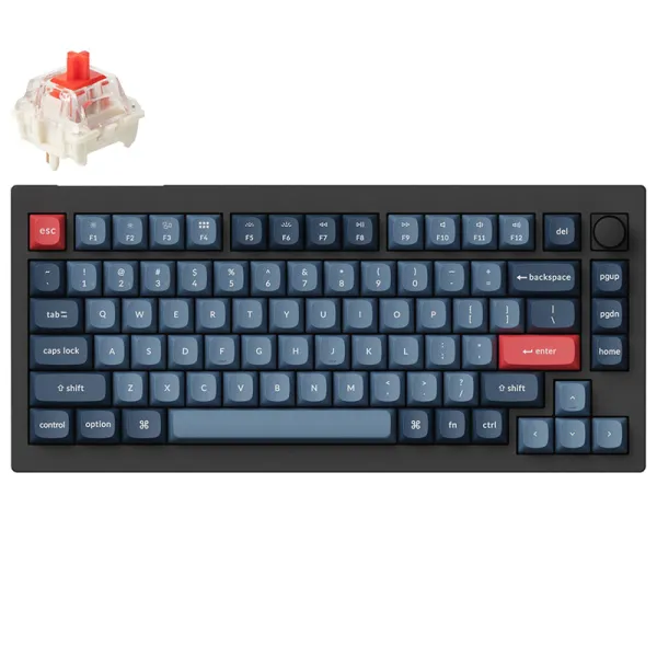 Клавиатура WL/BT/USB-A механическая, RGB, V1 Max, Gateron Jupiter Red, WL/BT/USB-A, QMK, Hot-swap, Knob, EN/UKR, чёрная Keychron (V1MD1_KEYCHRON) - Фото 1