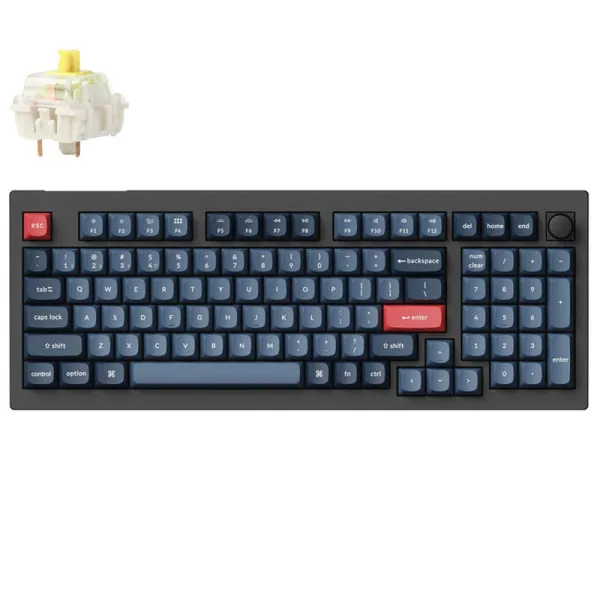 Клавиатура WL/BT/USB-A механическая, RGB, V5 Max, Gateron Jupiter Banana, Knob, WL/BT/USB-A, Hot-Swap, QMK, EN/UKR, чёрная Keychron (V5M-D4-UA) - Фото 1