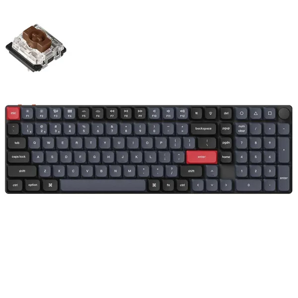 Клавиатура WL/BT/USB-A механическая K17 Pro, Gateron MX 2.0 Brown, QMK, White Led, чёрная Keychron (K17P-A3-UA) - Фото 1