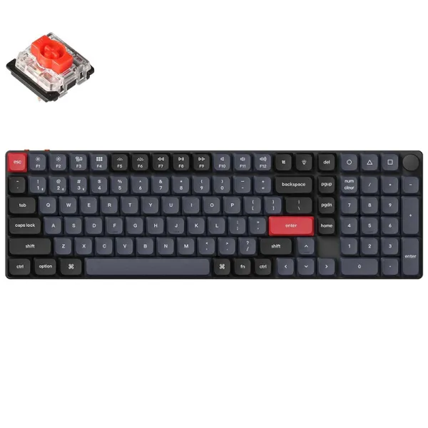 Клавиатура WL/BT/USB-A механическая K17 Pro, Gateron MX 2.0 Red, QMK, White Led, чёрная Keychron (K17P-A1-UA) - Фото 1