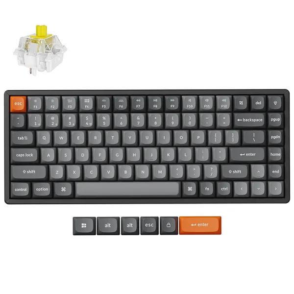 Клавиатура WL/BT/USB-A механическая, RGB, K2 Max, K Super Banana, QMK, EN/UKR, чёрная Keychron (K2M-C4-UA) - Фото 1