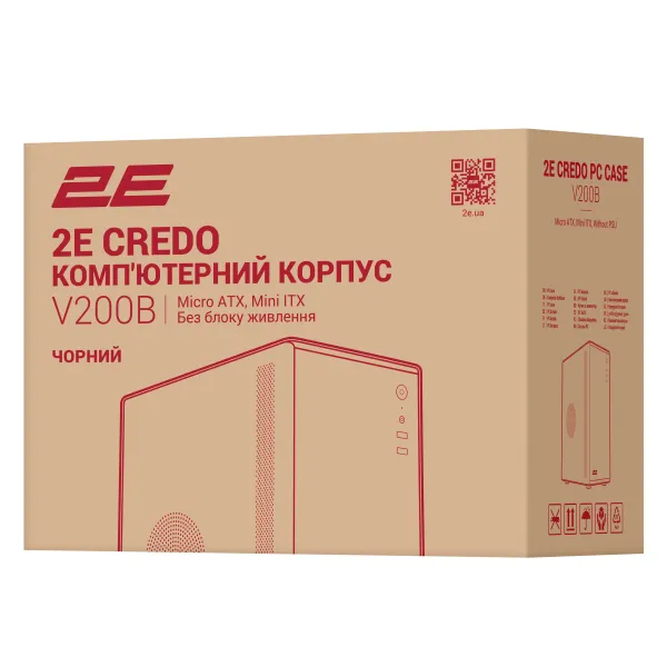 Корпус Credo без БП, VGA 250мм, mATX, чёрный 2E (2E-V200B) - Фото 8