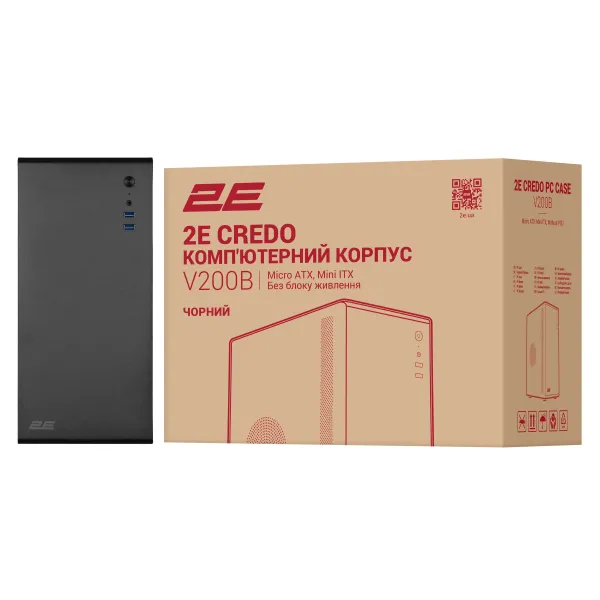 Корпус Credo без БП, VGA 250мм, mATX, чёрный 2E (2E-V200B) - Фото 9
