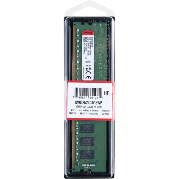Пам'ять ПК DDR4 16GB 3200 Kingston (KVR32N22D8/16WP) - Фото 1