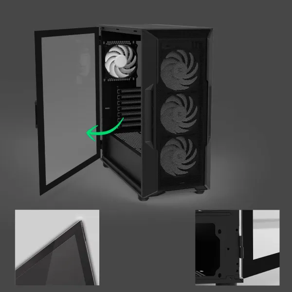 Корпус без БП, ATX, чёрный Zalman (I3NEOV2BLACK) - Фото 4