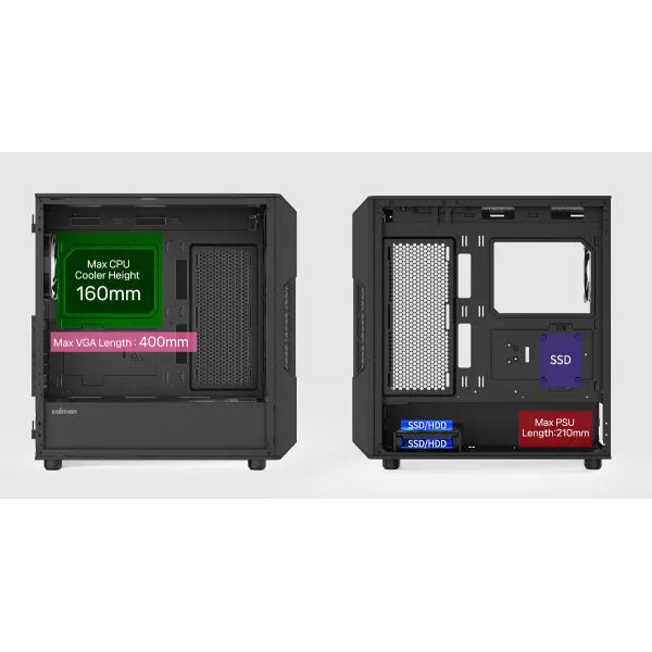 Корпус без БП, ATX, чёрный Zalman (I3NEOV2BLACK) - Фото 13