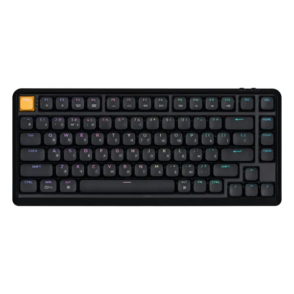 Клавиатура WL/BT/USB-A механическая, RGB, J1, K pro Banana, QMK, Hot-swap, EN/UKR, чёрная Keychron (J1-H4-UA)