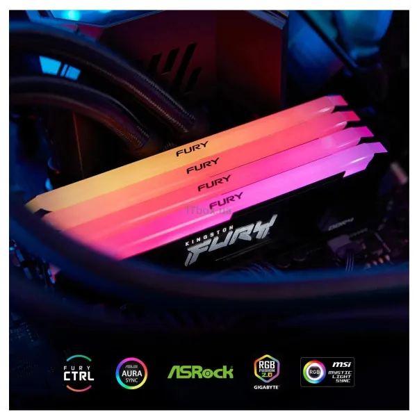 Память ПК DDR4 16GB 3200 FURY Beast RGB Kingston (KF432C16BB12A/16WP) - Фото 6