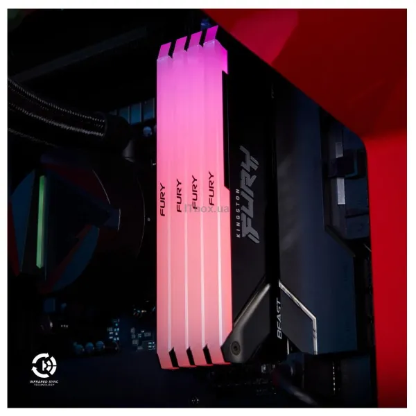 Память ПК DDR4 16GB 3200 FURY Beast RGB Kingston (KF432C16BB12A/16WP) - Фото 9