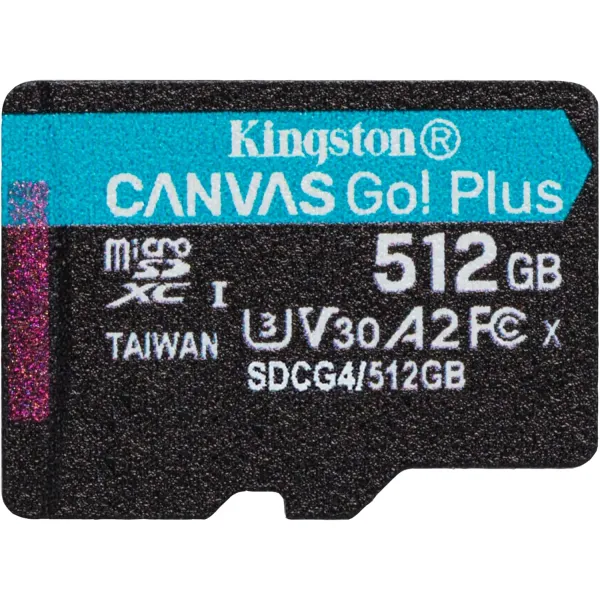 Карта памяти 512GB microSD C10 UHS-I U3 A2 V30 R200/W160MB/s Kingston (SDCG4/512GBSP)