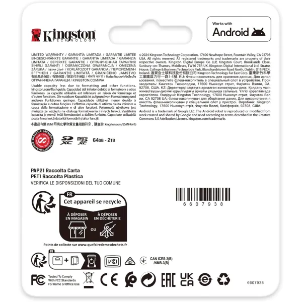 Карта памяти 512GB microSD C10 UHS-I U3 A2 V30 R200/W160MB/s Kingston (SDCG4/512GBSP) - Фото 4