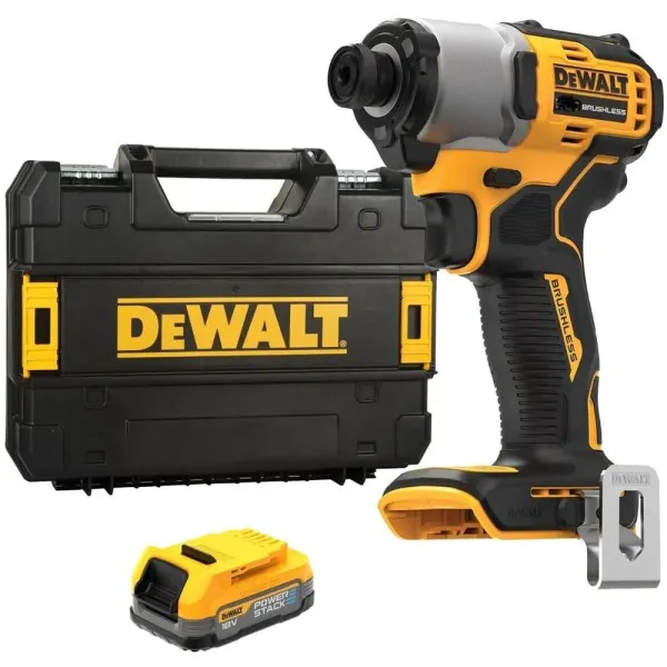 Шуруповерт ударный аккумуляторный 18В PowerStack 1х1.7А·час 192Нм 3200об/мин DeWalt (DCF840E1T)