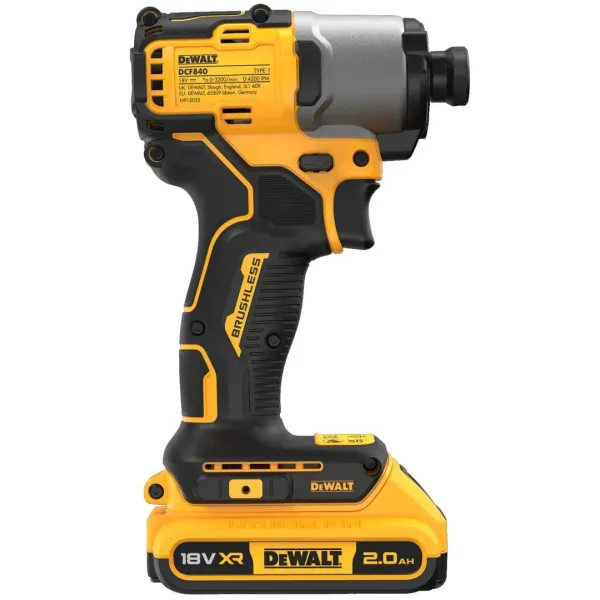 Шуруповерт ударный аккумуляторный 18В PowerStack 1х1.7А·час 192Нм 3200об/мин DeWalt (DCF840E1T) - Фото 2