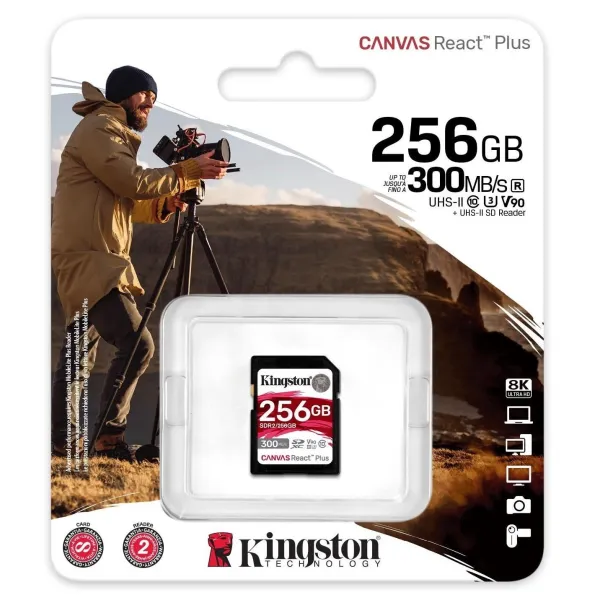 Карта памяти 256GB SD C10 UHS-II U3 R300/W260MB/s Kingston (SDR2/256GB) - Фото 4
