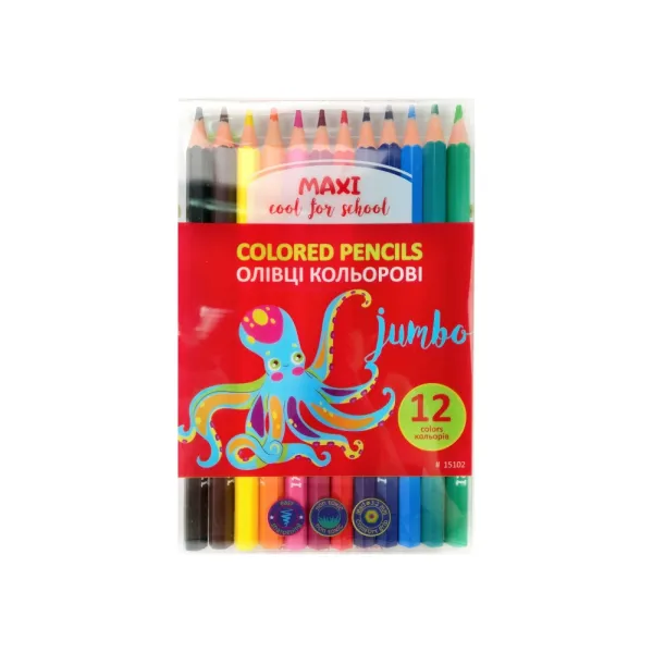 Олівці кольорові Jumbo 12 шт, пластикові, шестигранні Maxi (MX15102) - Фото 9