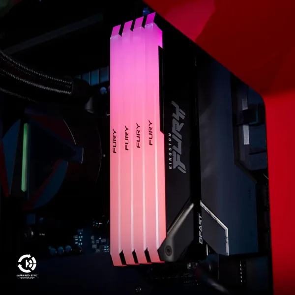 Пам'ять ПК DDR4  8GB 3200 FURY Beast RGB Kingston (KF432C16BB2A/8WP) - Фото 3