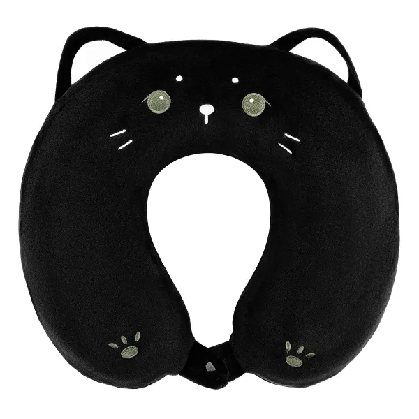 Подушка для шеи Travel Black Cat 30х30см, полиуретановая пена, чёрная Ardesto (ART3033NEP)
