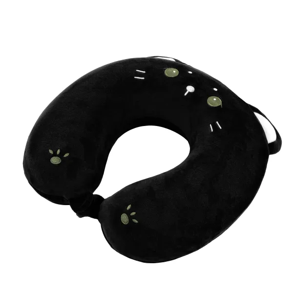 Подушка для шеи Travel Black Cat 30х30см, полиуретановая пена, чёрная Ardesto (ART3033NEP) - Фото 1
