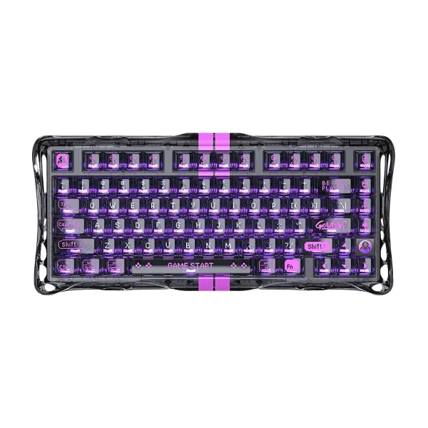 Клавіатура USB-A механічна, RGB, Mercury V75 Lite, Magnetic Blackcore, Transparent Black GravaStar (GS_V75_LITE_XTAL_BLK)