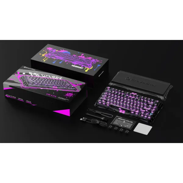 Клавіатура USB-A механічна, RGB, Mercury V75 Lite, Magnetic Blackcore, Transparent Black GravaStar (GS_V75_LITE_XTAL_BLK) - Фото 1