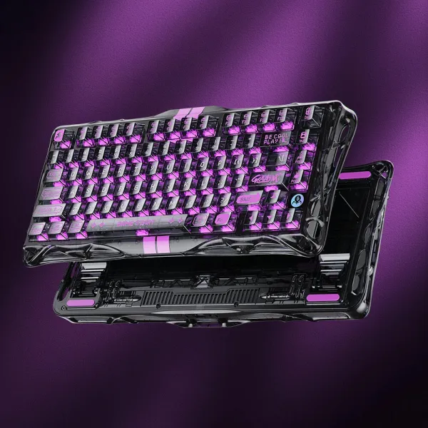 Клавіатура USB-A механічна, RGB, Mercury V75 Lite, Magnetic Blackcore, Transparent Black GravaStar (GS_V75_LITE_XTAL_BLK) - Фото 2