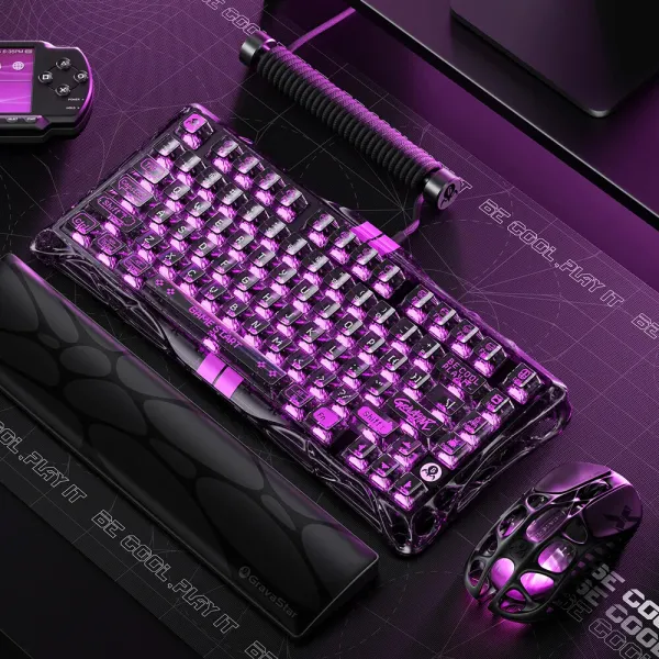Клавіатура USB-A механічна, RGB, Mercury V75 Lite, Magnetic Blackcore, Transparent Black GravaStar (GS_V75_LITE_XTAL_BLK) - Фото 8