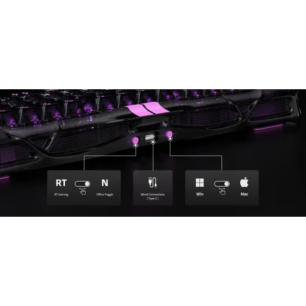 Клавіатура USB-A механічна, RGB, Mercury V75 Lite, Magnetic Blackcore, Transparent Black GravaStar (GS_V75_LITE_XTAL_BLK) - Фото 11