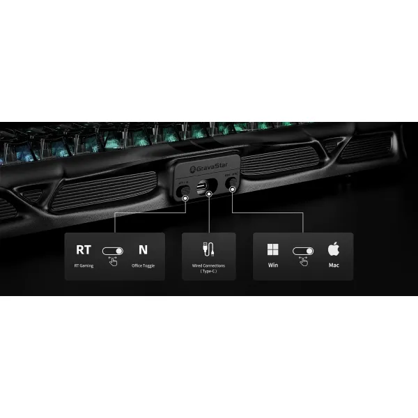 Клавиатура USB-A механическая, RGB, Mercury V75, Magnetic Jade Pro, 8K, Stealth Black GravaStar (GS_V75_BLK) - Фото 7