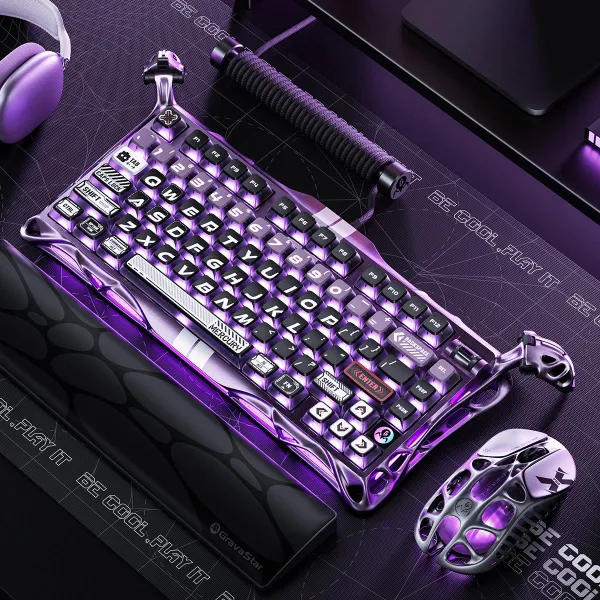 Клавиатура USB-A механическая, RGB, Mercury V75 Pro, Magnetic Jade Gaming, 8K, Iron Purple GravaStar (GS_V75_PRO_PL) - Фото 9