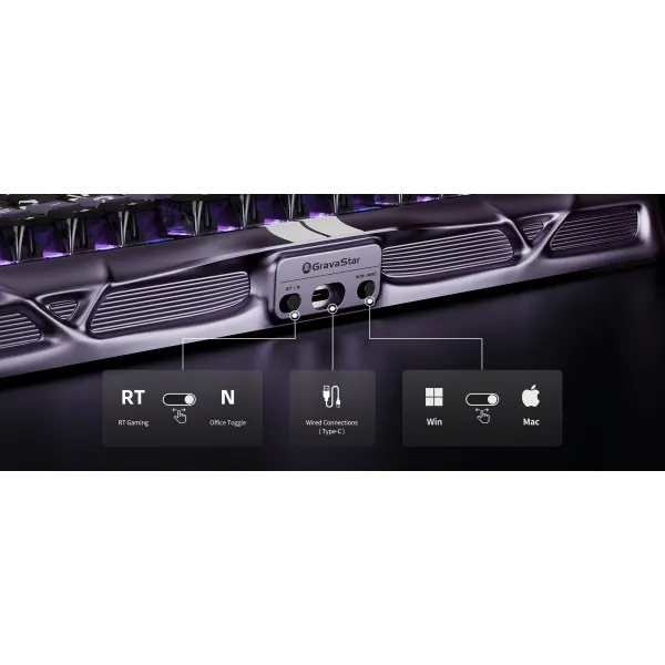 Клавиатура USB-A механическая, RGB, Mercury V75 Pro, Magnetic Jade Gaming, 8K, Iron Purple GravaStar (GS_V75_PRO_PL) - Фото 12