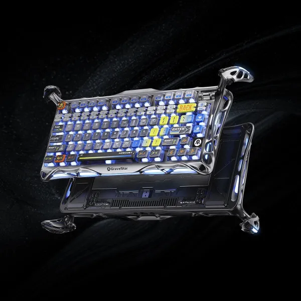Клавиатура BT/WL/USB механическая Mercury K1 Pro, GravaStar x Kailh Speedy Mint, Interstellar Silver GravaStar (GS_K1_PRO_S_CGRY) - Фото 8