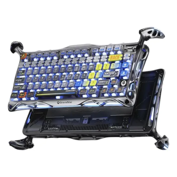 Клавиатура BT/WL/USB механическая Mercury K1 Pro, GravaStar x Kailh Speedy Mint, Interstellar Silver GravaStar (GS_K1_PRO_S_CGRY) - Фото 14
