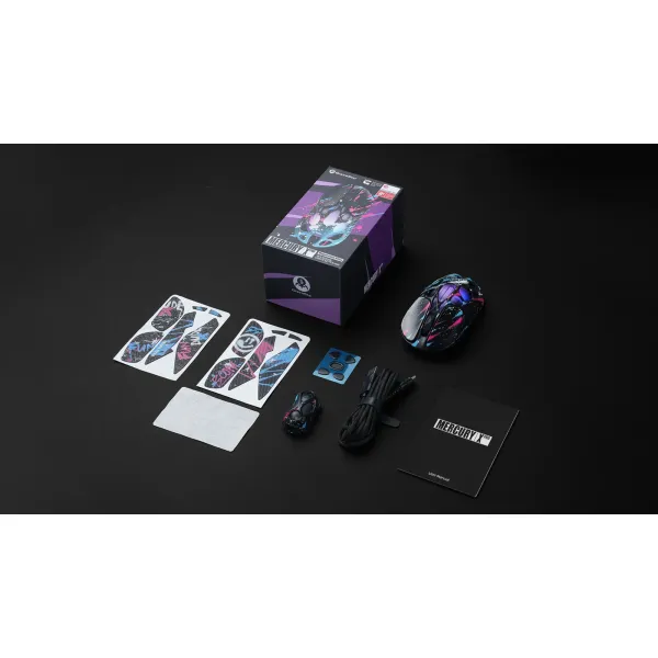 Мышь BT/WL/USB-A RGB, Mercury X Pro, 8K, Neon Graffiti GravaStar (GS_X_PRO_CG_BLK) - Фото 1