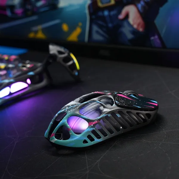 Мышь BT/WL/USB-A RGB, Mercury X Pro, 8K, Neon Graffiti GravaStar (GS_X_PRO_CG_BLK) - Фото 2